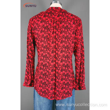 Ladie's rayon printed woven shirt